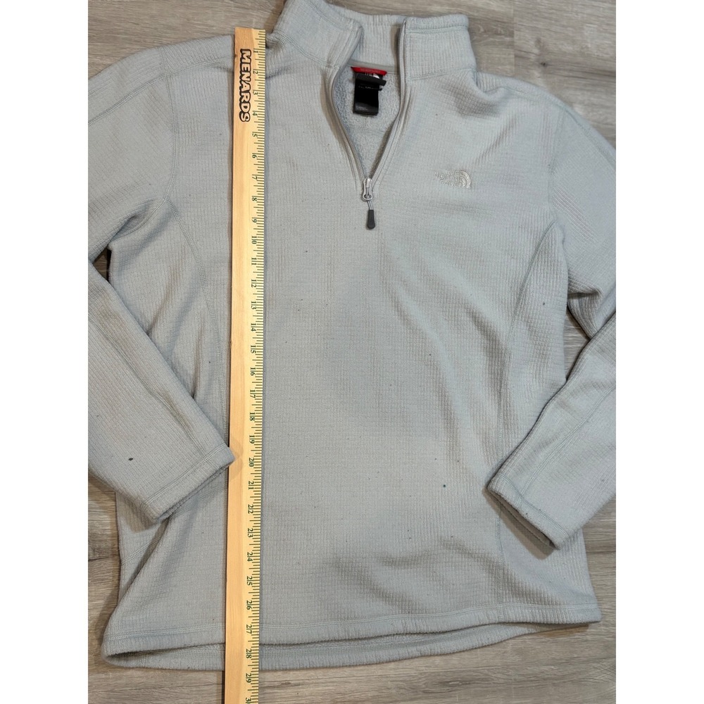 The North Face TKA 100 Mens Quarter Zip Fleece Pullover Light Grey Large - Picture 2 of 9